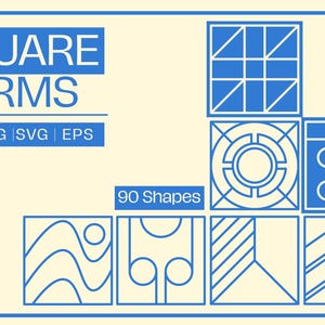 Pacote de Formas Quadradas em SVG, Formas Geométricas Abstratas, Elementos Vetoriais Modernos Vol. 8