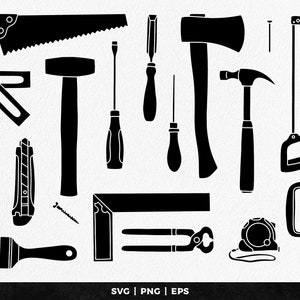 Construction icon set, Hand-drawn building tools clipart - Instant download