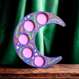 Purple Crescent Moon Candle Holder