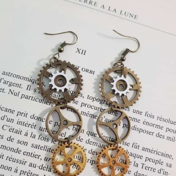 Boucles d'oreilles steampunk longues