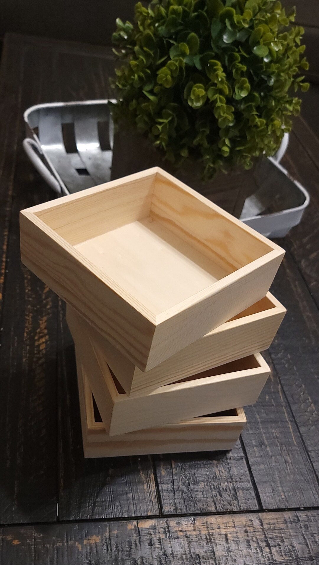 Set of 4 Wooden Boxes/trays Etsy