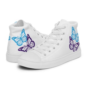 Butterfly Sneakers Women high top,  Athletic Lace Up Shoe, Gift for Women, Sneaker Head, Gift for her
