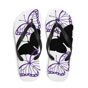 Women Purple Butterfly Flip-Flops, Custom gift for him or her, mom, sister, bridesmaids, Teachers, and friends
