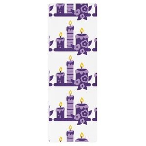 Meditation Purple Candles  Yoga mat, Easy Strap Carrier 24 x 68, Anti Slip Rubber Bottom, Fitness Mat, Great gift for her, him, friend