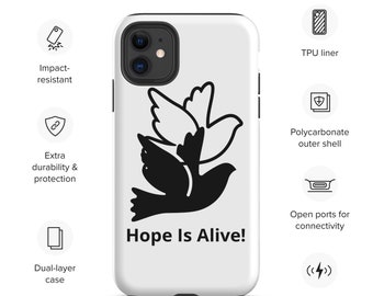 Funda para iPhone 11-14, funda protectora de doble capa, diseño de paloma "Hope Is Alive"