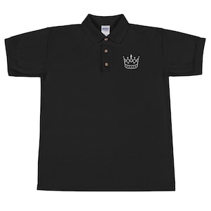 Business Casual Crown Adult Polo Shirt, Embroidered Top, Business Casual Black Short Sleeve for Work, Gift for men, women