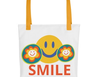 Inspirational Smile Tote Bag, Personalized Bridesmaid Gift, On-the-Go Style