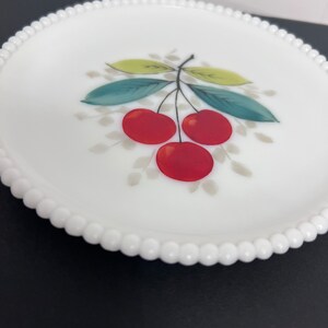 Vintage Milk Glass Beaded Fruit Dessert Plates-Set of 4 image 2