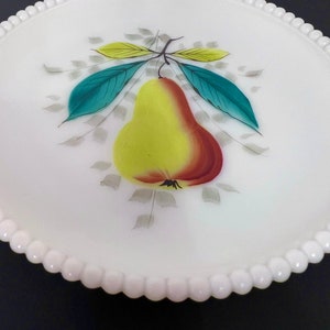 Vintage Milk Glass Beaded Fruit Dessert Plates-Set of 4 image 5