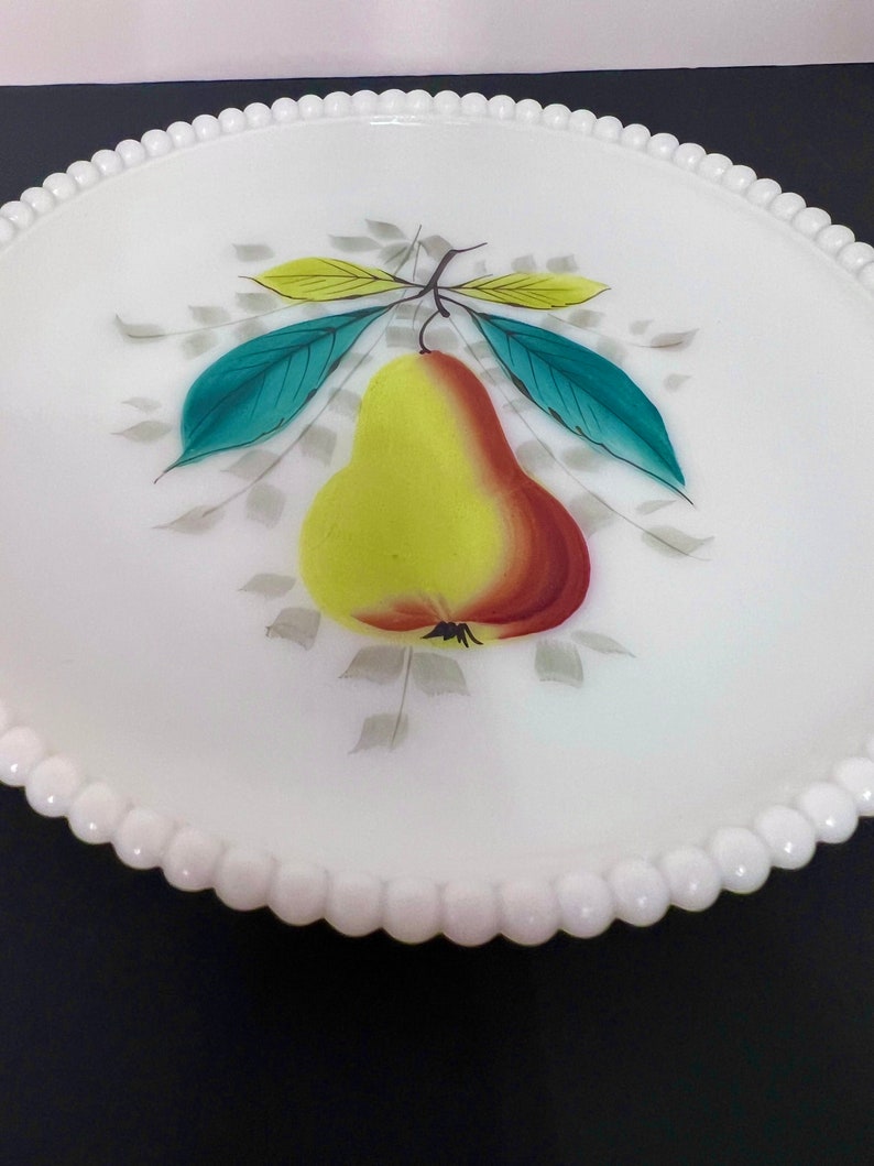 Vintage Milk Glass Beaded Fruit Dessert Plates-Set of 4 image 5