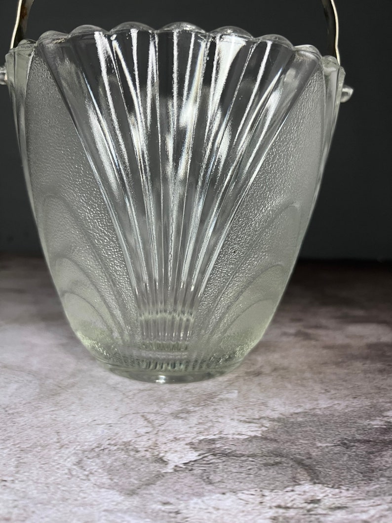 Vintage Art Deco Frosted Glass Ice Bucket Etsy