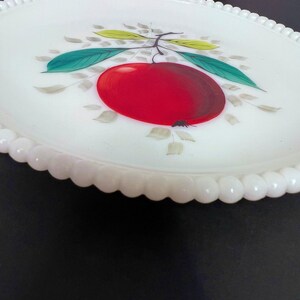 Vintage Milk Glass Beaded Fruit Dessert Plates-Set of 4 image 3