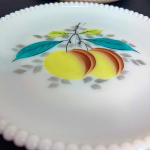 Vintage Milk Glass Beaded Fruit Dessert Plates-Set of 4 image 4