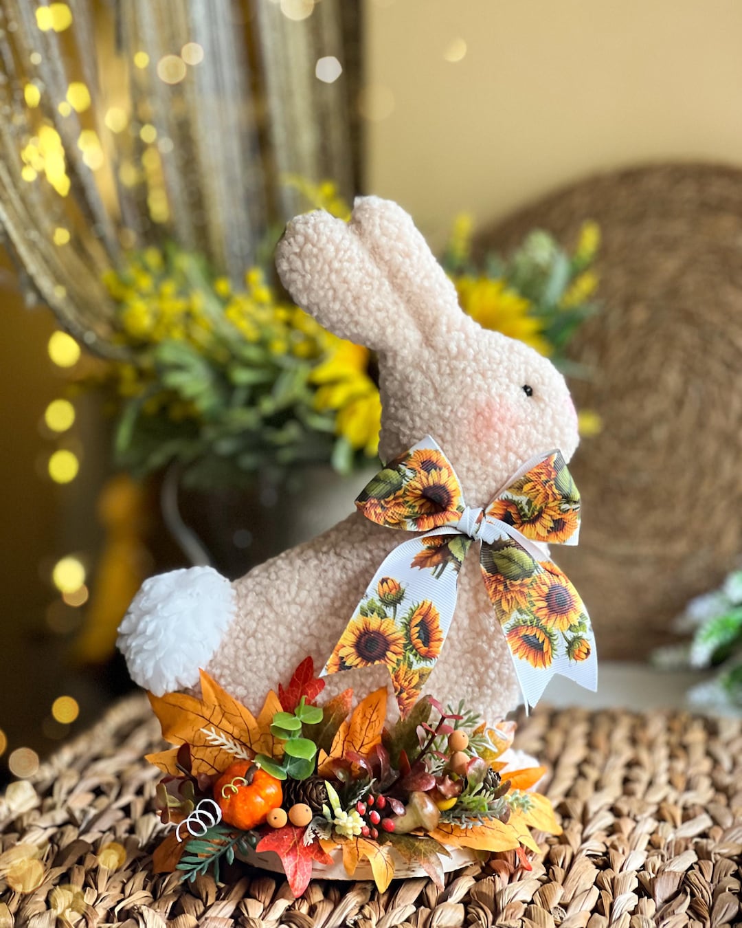 Handmade Fall Bunny Decor – 26 Cm Plush Rabbit With Pumpkins ...