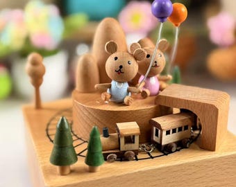 Personalized Wooden Music Box - Custom Printed Gift, Anniversary Keepsake, Romantic Handcrafted Carousel, Birthday Gift,gift for kids,her