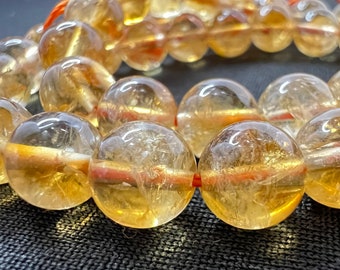 DIY beads,Citrine Beads Brown Yellow Grade A+ Genuine Natural Gemstone Round Loose Beads 8MM,Christmas Gift