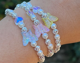 Custom handmade bracelets, princess bracelets, beaded butterfly bracelets, birthday gifts, holiday gifts,gift for her
