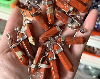 Handmade DIY kit, Gemstone pendant, natural stone crystal hexagonal column pendant, necklace pendant accessories