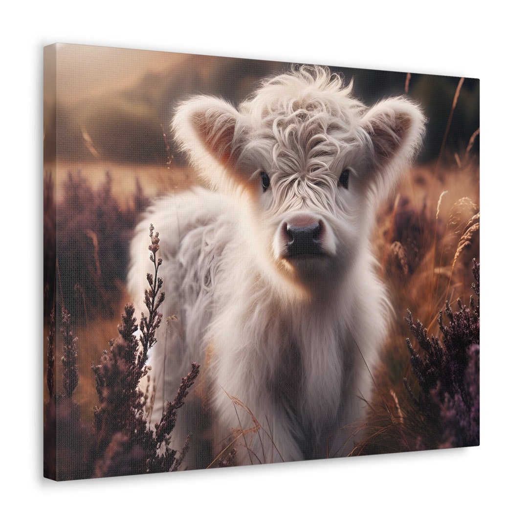 Baby Highland Cow Canvas Baby Cow Wall Art Cow Wall Decor Etsy