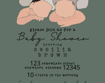 The Danielle • Neutral Baby Booties Modern Watercolor Unisex Baby Shower Invitation