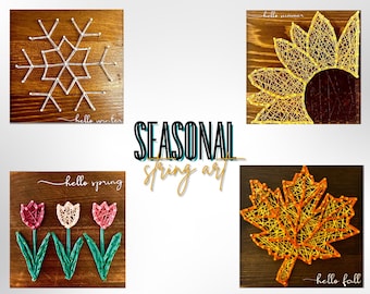 Arte de cuerdas de temporada, tema primavera, verano, otoño e invierno