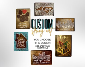 Arte de cuerda personalizado rectángulo biselado de 12" Usted elige el diseño y el tamaño