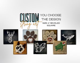 Arte de cuerda personalizado cuadrado biselado de 6" Usted elige el diseño y el tamaño