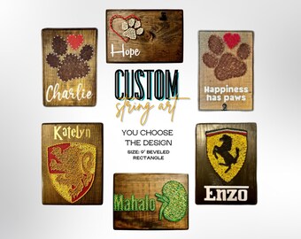 Arte de cuerda personalizado rectangular biselado de 9" Usted elige el diseño y el tamaño