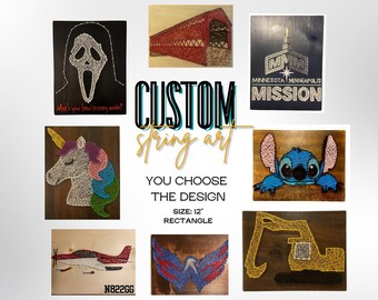 Arte de cuerda personalizado rectangular de 12 "Usted elige el diseño y el tamaño