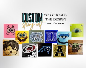 Arte de cuerda personalizado cuadrado de 5" Usted elige el diseño y el tamaño