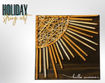 Arte de cuerdas de temporada navideña de verano, cuadrado de 5"