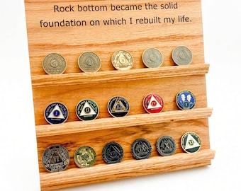Rock Bottom Recovery Coin Display. AA/NA Holds Keytags As Well