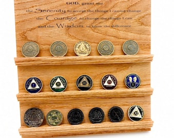Serenity Prayer, Custom AA Coin Display - Holds Any Size Coins, 24 Slots