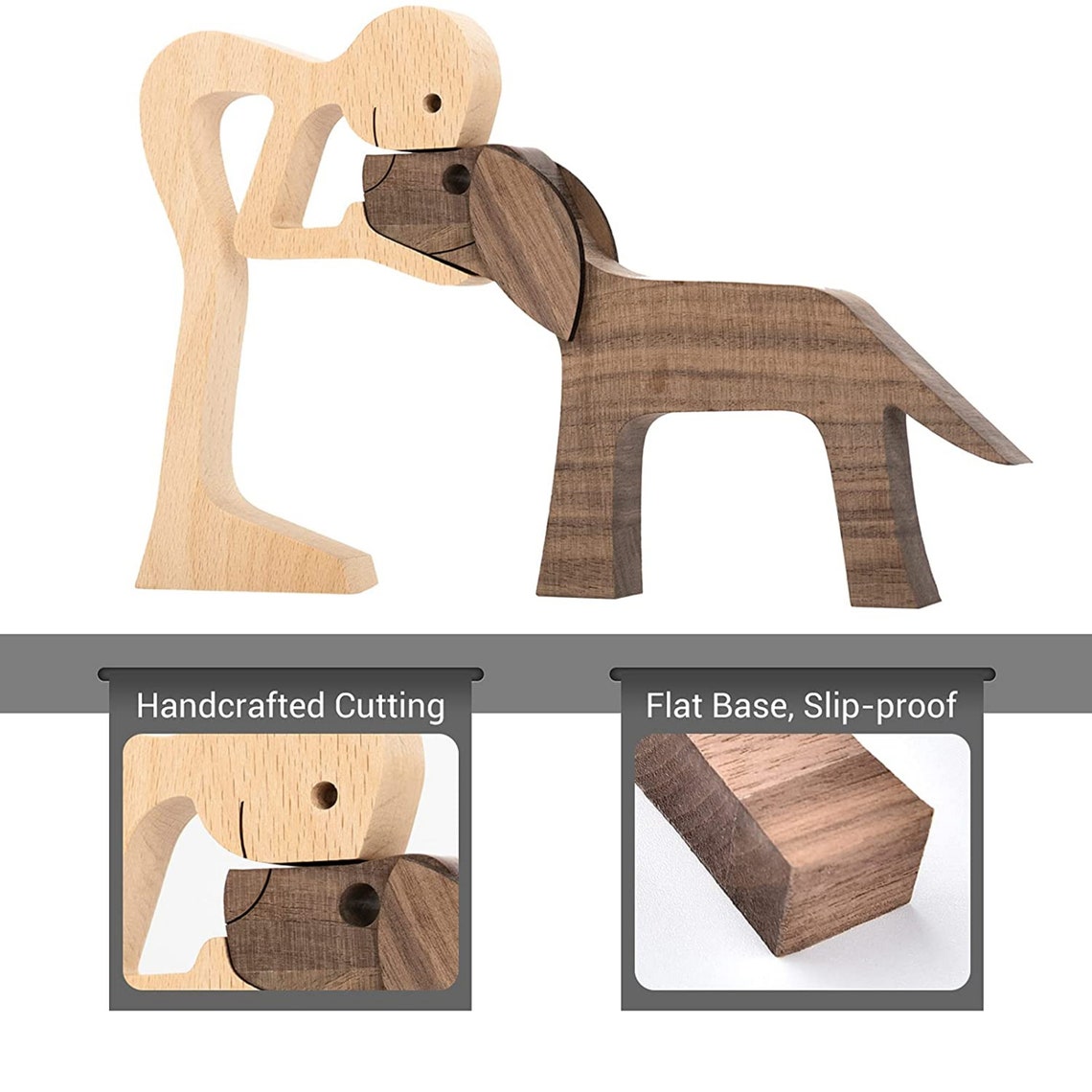 Wooden Man and Dog Sculptures Handmade Accents Craft Figurine Etsy