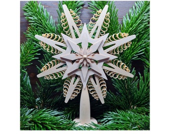 Christbaumspitze Ø18cm Baumschmuck - Holzstern Weihnachtsdeko Holz Stern NEU Christbaum Fensterstern