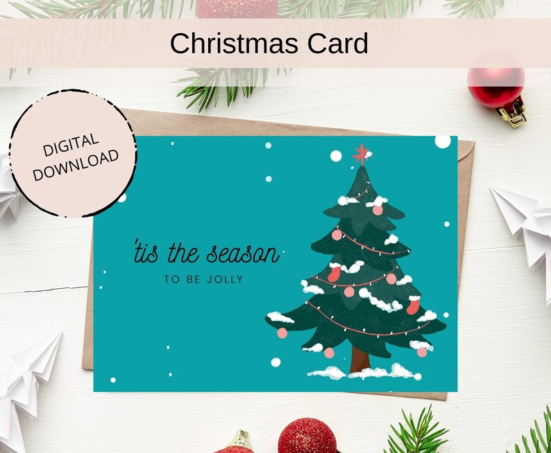 Printable Christmas Card Digital Cards Christmas Tree Etsy
