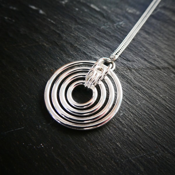 Circles Sterling Silver Pendant Necklace