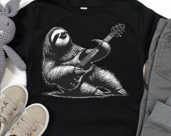 Sloth Playing Guitar Rock Shirt,Funny sloth Shirt, Graphic t shirts, Cute Sloth shirt, Gift for Sloth Lovers, Animal playing guitar tshirt