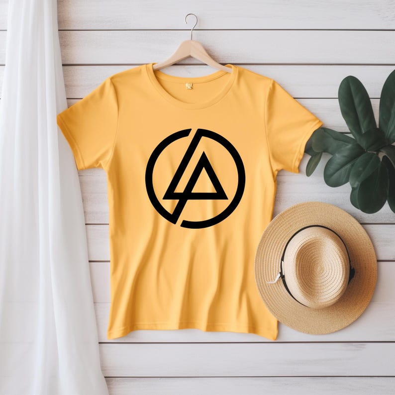Maglietta Linkin Park Logo Rock Band - T-Shirt Nera Con Firma, Gildan 5000, Taglie S-5XL Unisex