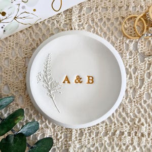 Lavender personalized ring dish • Custom Engagement Ring Holder • Wedding Gift for Couple • Monogram Jewelry Tray Keepsake