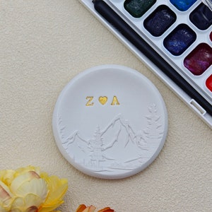 Personalized ring dish, mountain top custom jewelry dish, engagement gift for her, wedding gift, gift for couple
