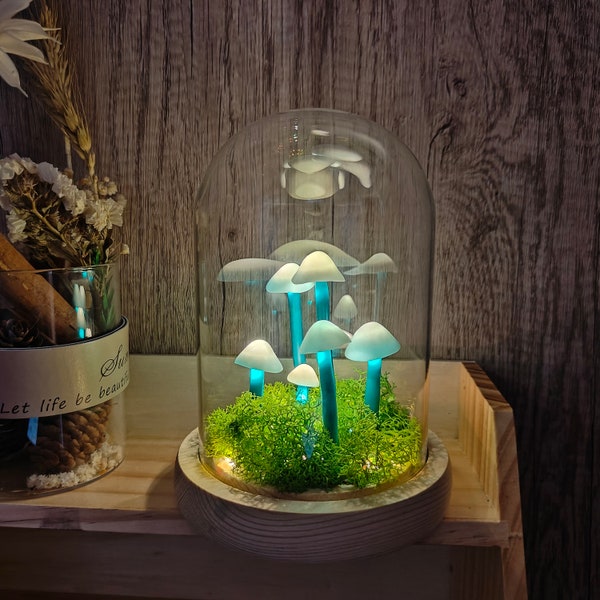 White Mushroom Lamp Moss Mushroom Light  Cute Fairy Lamp Home Decor Birthday Christmas Gift Unique Glowing Mushroom Night Lamp