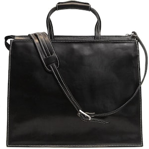 Porte-documents en cuir véritable Styles Messenger Bags Office Work Professional Elegant Laptop Black & Brown Finish Genuine Leather Unisex Bags