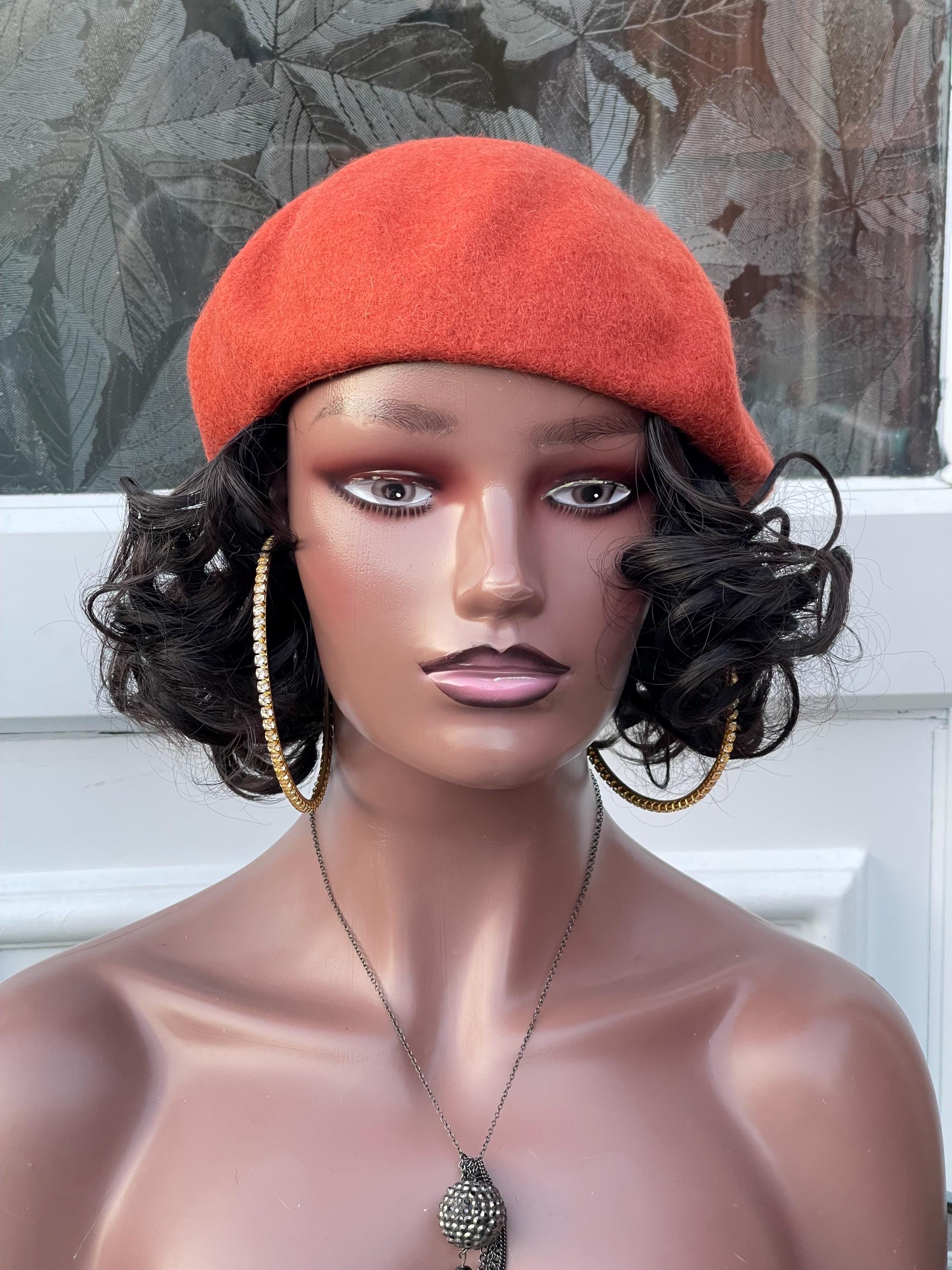 7283 Berets With Hair Attached,winter/autumn Warm Hats With Detachable Hair Amazon.com : Qlenkay Beret Hat with Hair Extensions French  main image 2