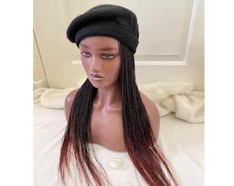 ベレー帽編み込みウィッグ | 編み込みヘア付き帽子ウィッグ | 編み込みヘア付き抗がん剤治療用帽子 | 脱毛症用帽子ウィッグ | オーダーメイド編み込み帽子ウィッグ |