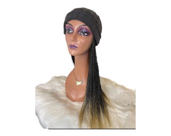 Peluca con gorro trenzado / Sombrero para quimioterapia y alopecia