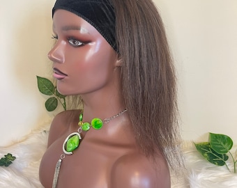 100% Human Hair |Headband wig | Ponytail wig | Interchangeable headband & free parting hair  wig | Gym wig  | Alopecia wig  | Straight  wig