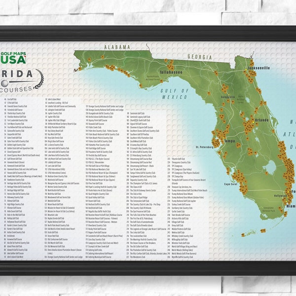 Florida State Golf Scratch Map with 250 Courses