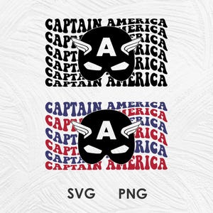 波打つキャプテンアメリカ SVG PNG、スーパーヒーロー SVG、アベンジャーズ スーパーヒーロー SVG PNG、クリカット、カットファイル、昇華、シルエット、即時ダウンロード