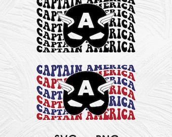 Wavy Captaiin America Svg Png, Superheroes Svg, Avengers Super Hero Svg Png, Cricut, Cut File, Sublimation, Silhouette, Instant Download